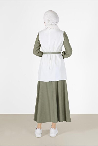 Alvina Detailed Belted Double Skirt Suit 42170