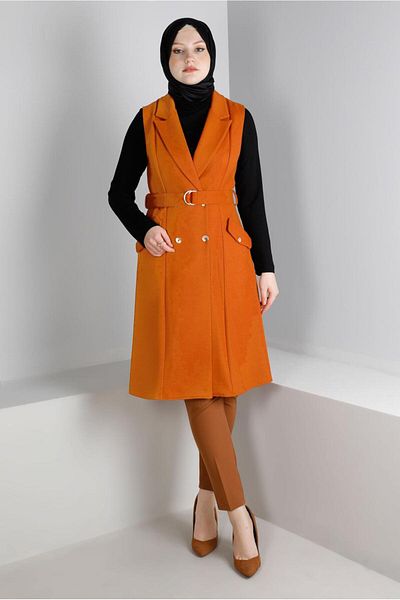 Alvina CROSSBODY COLLAR BELTED VEST 43433