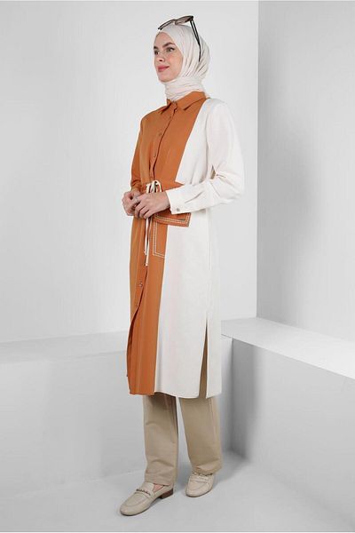 Alvina TWO COLOR WITH WAIST WRAPPED TUNIC 43810