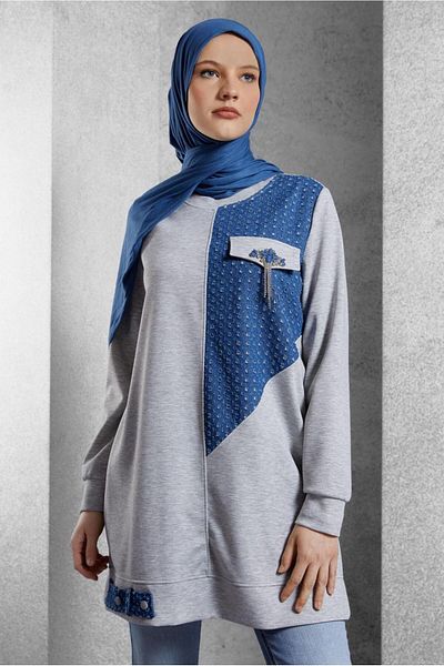 Alvina 45129 Model Stone Detailed Tracksuit Tunic