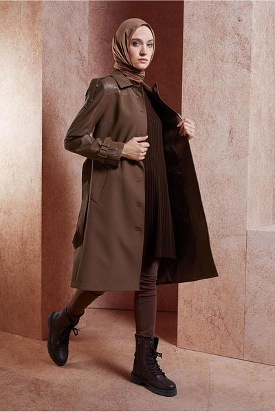 Alvina 10907 Model Belted Trench Coat