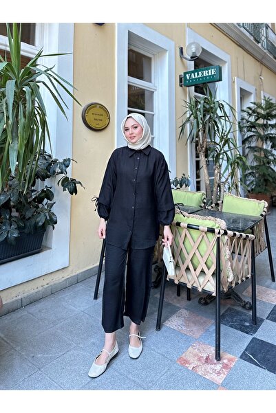 VOLT CLOTHİNG Kadın Kol Tünelli Keten İkili Takım