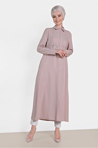 Alvina Embroidered Tunic with Cuffs Zipper 4457