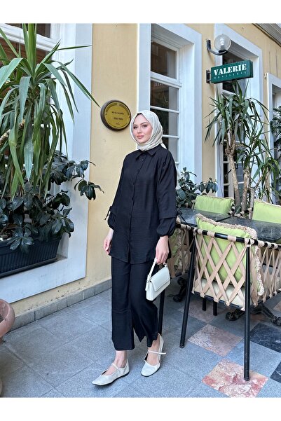 VOLT CLOTHİNG Kadın Kol Tünelli Keten İkili Takım