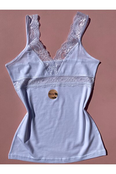 LEYNA BUTİK Βαμβακερό ύφασμα Modal V λαιμόκοψη Δαντέλα Ζαρτιέρες Συσκευασία 4 Μαύρο, Λευκό, Πούδρα, Πράσινο Εσώρουχο