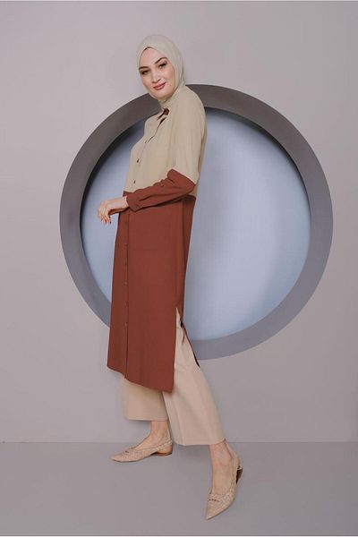 Alvina 2 Color Tunics with Buttons 41391