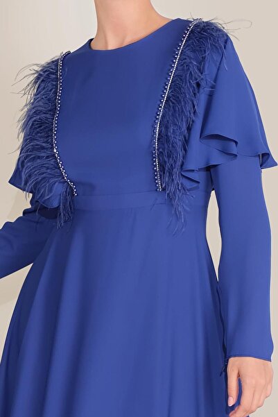 Alvina Chiffon Dress with Fluffy and Feather 40567