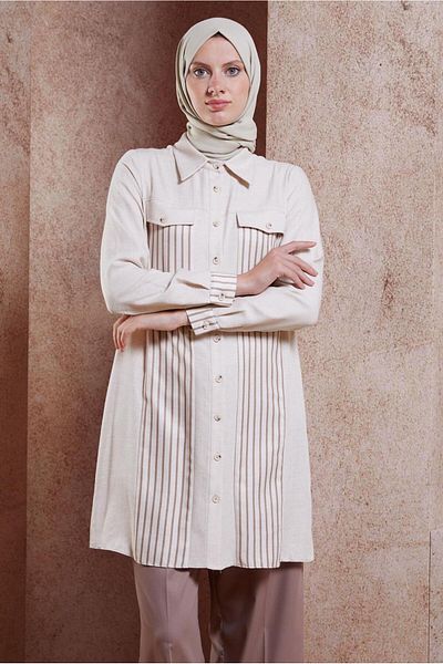 Alvina Striped Linen Effect Tunic 44541