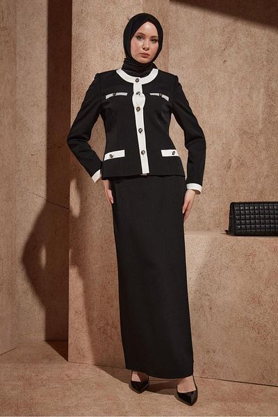 Alvina BUTTON DETAILED SKIRT SUIT 30426