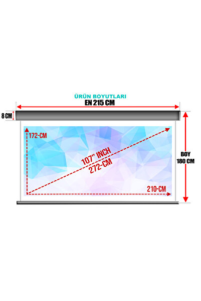 GÖLGE STOR En:215cm Boy:180cm Şarjlı Projeksiyon Perdesi Lityum Pilli Uzun Ömürlü Ve Uzaktan Kumandalı