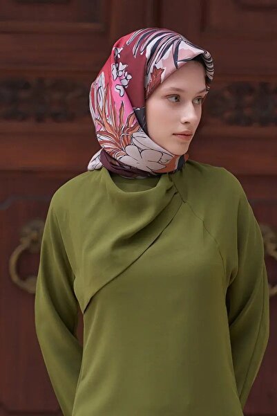 ED Scarf Tuval Desen Modal Eşarp - Bordo