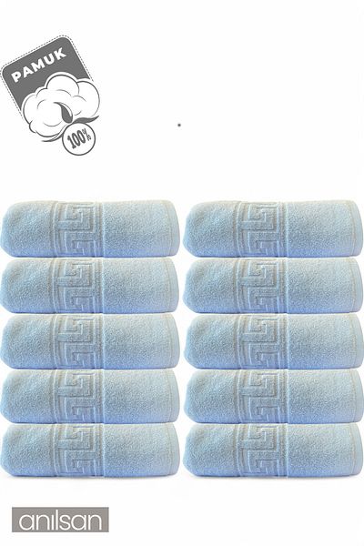 Anılsan Pachet de 25 prosoape de mână grecești albastre - 50x90 cm, 225gr, 100% bumbac, prosoape spa și hotel, potrivite pentru utilizare zilnică