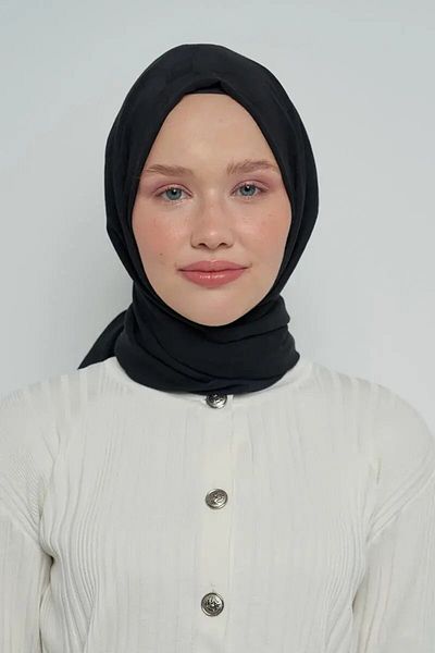 ED Scarf Silky Jacquard Shawl Monogram Pattern - Black