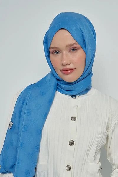 ED Scarf Model de monogramă șal din bumbac jacquard - albastru
