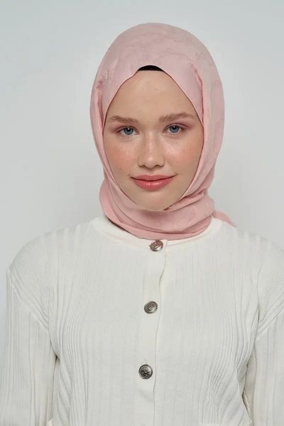 ED Scarf Μοτίβο αλυσίδας βαμβακερό σάλι Jacquard - Πούδρα
