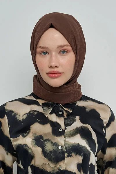 ED Scarf Βαμβακερό Σάλι Floral Pattern - Καφέ