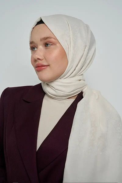 ED Scarf Βαμβακερό σάλι με λευκό λουλουδάτο σχέδιο