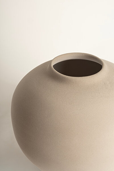 Koza Home Офелия Стоун Текстурирана кръгла керамична ваза в цвят канела 8627
