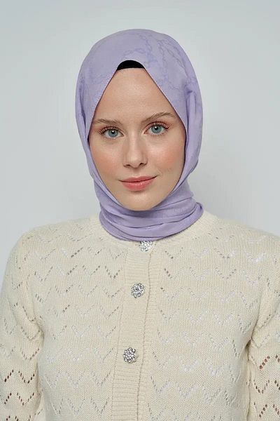 ED Scarf Μοτίβο αλυσίδας βαμβακερό σάλι Jacquard - Λιλά