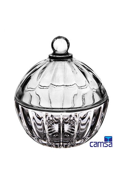 Queen’s Kitchen Round Striped Selena Glass Sugar Bowl