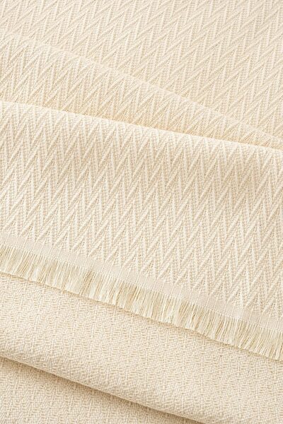 Denizli Concept Pera Natural Bedspread - Zigzag Patterned Pique - 200X230 cm