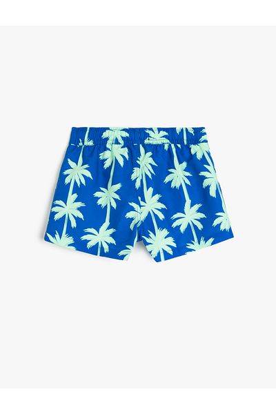 Koton Pantaloni scurți de baie cu imprimeu palmier cu cravată în talie