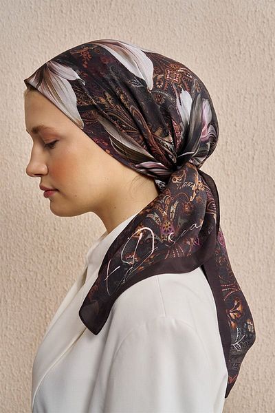 ED Scarf Vision Art Collection Φουλάρι Velmora - Σκούρο καφέ