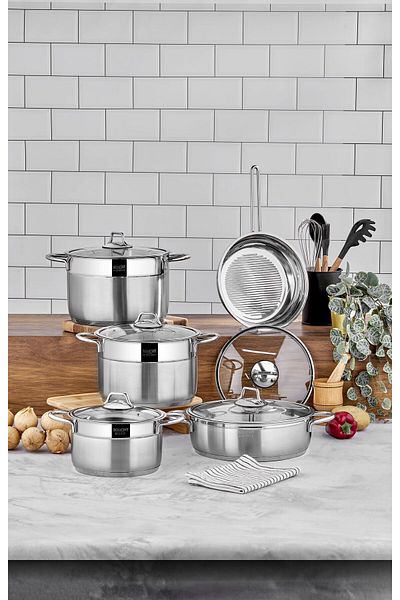 Bonera Omega 10-Piece Stainless Steel Pot and Pan Set