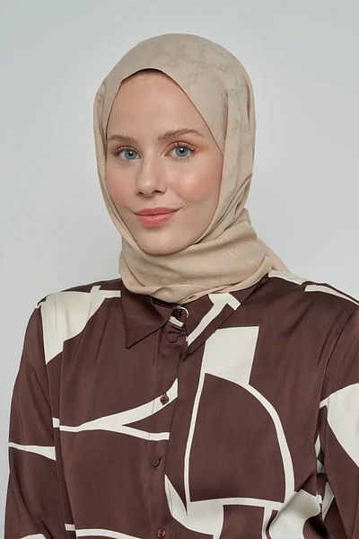 ED Scarf Μοτίβο αλυσίδας βαμβακερό σάλι Jacquard - Μπεζ