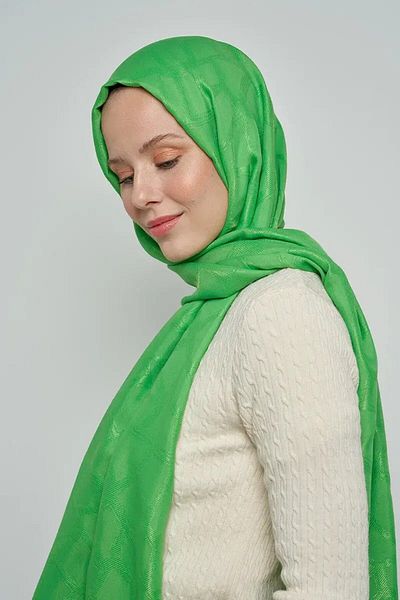ED Scarf Μωσαϊκό μοτίβο βαμβακερό σάλι Jacquard - Πράσινο