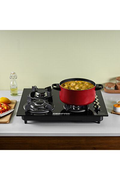 Geepas موقد غاز زجاجي مدمج، 4 شعلات، نظام إشعال أوتوماتيكي، لوحة مقواة قوية 8...