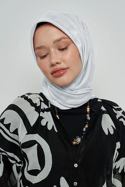 ED Scarf Eșarfă în zig-zag din bumbac de culoare argintie