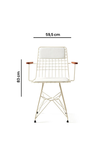 Akın Lux Akın Lüx Kollu Tel Sandalye - Beyaz - 83x39x59,5 cm