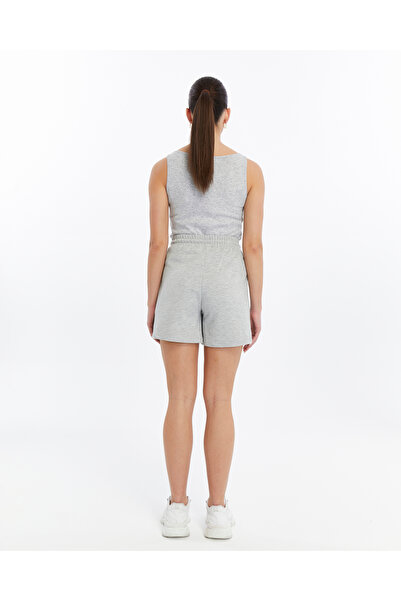defys Kadın Beli Lastikli Cepli Regular Fit Şort Gri Melanj