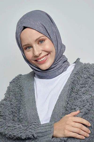 ED Scarf Βαμβακερό Σάλι Floral Pattern - Καπνιστό