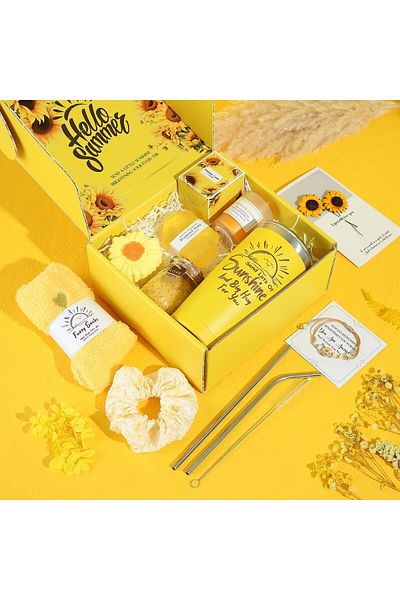 COOYA Gift Set for Women, 10 PCS Bath Gift Set with Gift Box,Sunflower Self Care Spa Gifts
