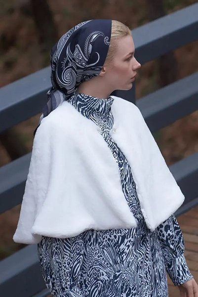 ED Scarf Motif Pattern Modal Scarf - Black