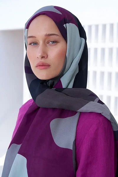 ED Scarf Plum Colored Curated Abstract Shawl