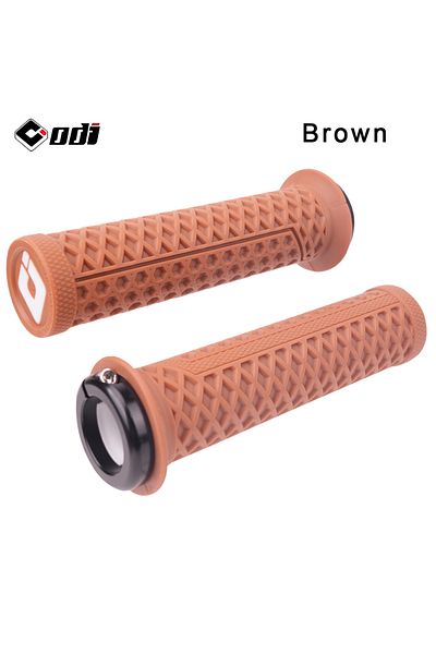 ODI VS-21 Brown ODI VS-21 MTB Handlebar Grips Silicone Lock-On Bicycle Cover Updated Waffle Pattern Anti