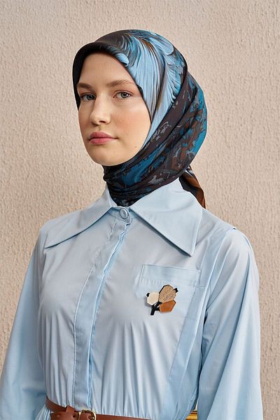 ED Scarf Mirage Vision Art Collaction - Καφέ Μπλε Φουλάρι