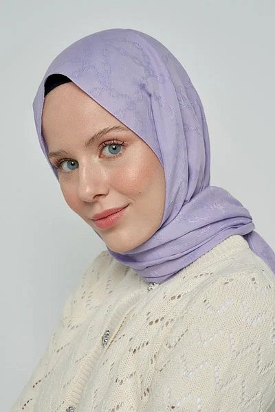 ED Scarf Μοτίβο αλυσίδας βαμβακερό σάλι Jacquard - Λιλά