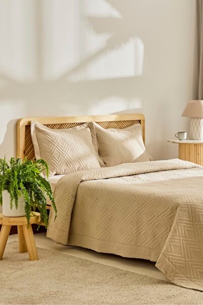 Kaşmir Home Elza Tek Kişilik Yatak Örtüsü Takımı Bej