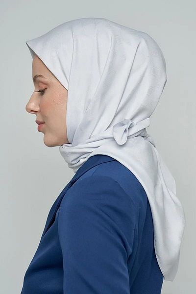 ED Scarf Ασημί Χρώμα Βαμβακερό Φουλάρι - Μοτίβο Μονόγραμμα