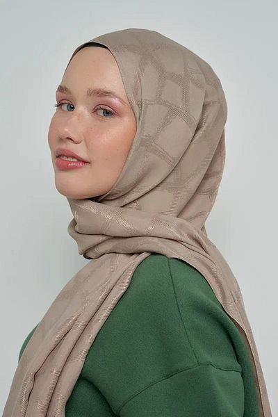 ED Scarf Μωσαϊκό μοτίβο βαμβακερό σάλι Jacquard - Mink