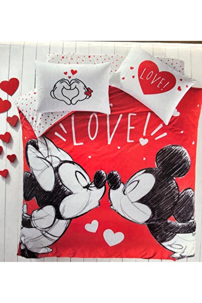 Taç Taç Disney Minnie Mickey Lovely Pamuk Lisanslı Nevresim Takımı