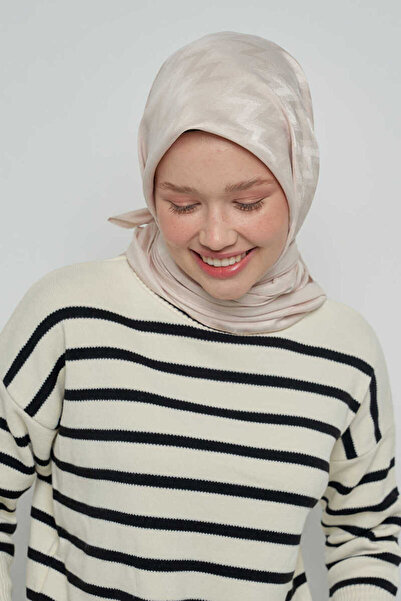 ED Scarf Pamuklu Eşarp Zikzak Desen - Taş