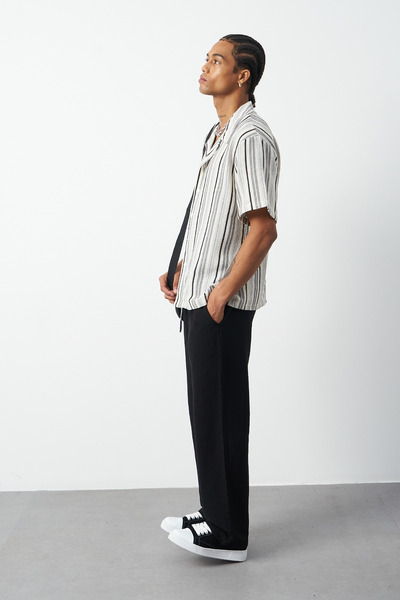 Mesfeno Смугаста сорочка з кубинським коміром Oversize для чоловіків