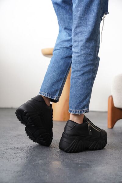 MODAADAM Women's Jojo Thick Soled Sports Shoes - Black