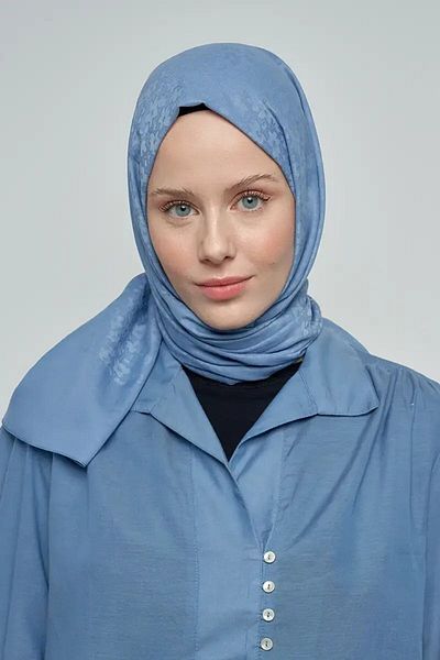 ED Scarf Model de flori din șal de bumbac - albastru