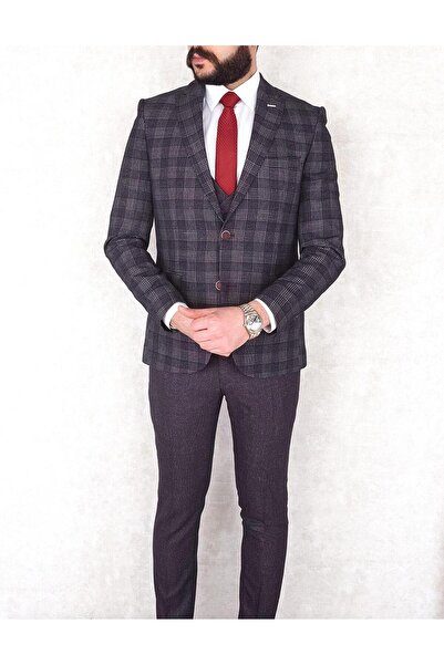 Fonte Falcao Yelekli Slimfit Drop 6 Takım-Bordo